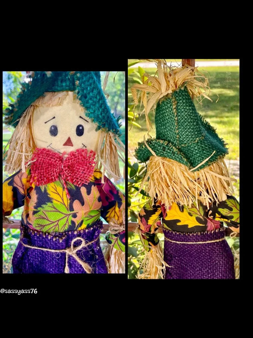 ▪️VTG▪️Three HANDCRAFTED 18.5" & 12.5" Straw Textile & Wood SCARECROW Figures - Picture 3 of 15